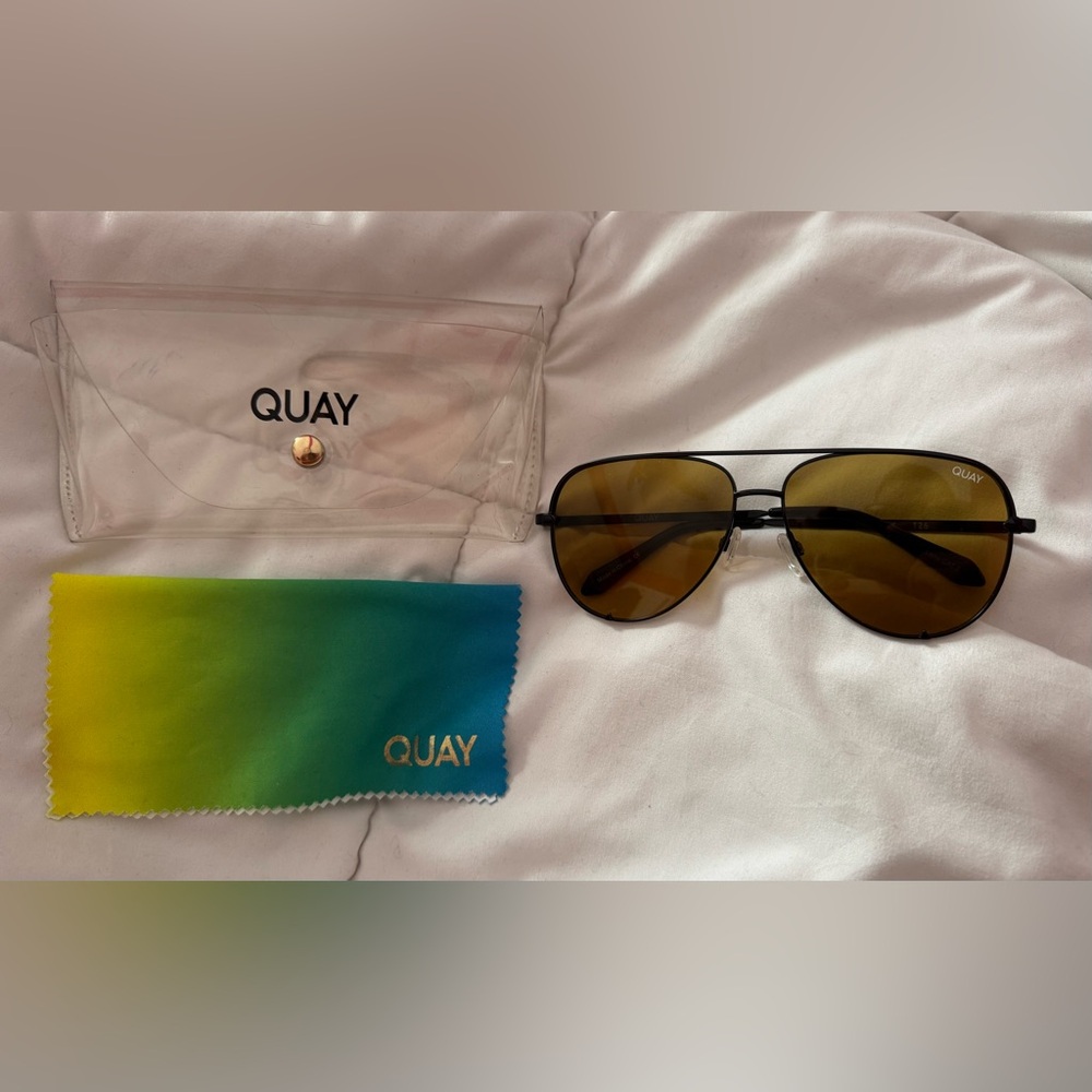 Quay High Key 55mm Aviator Glasses In Black / Olive